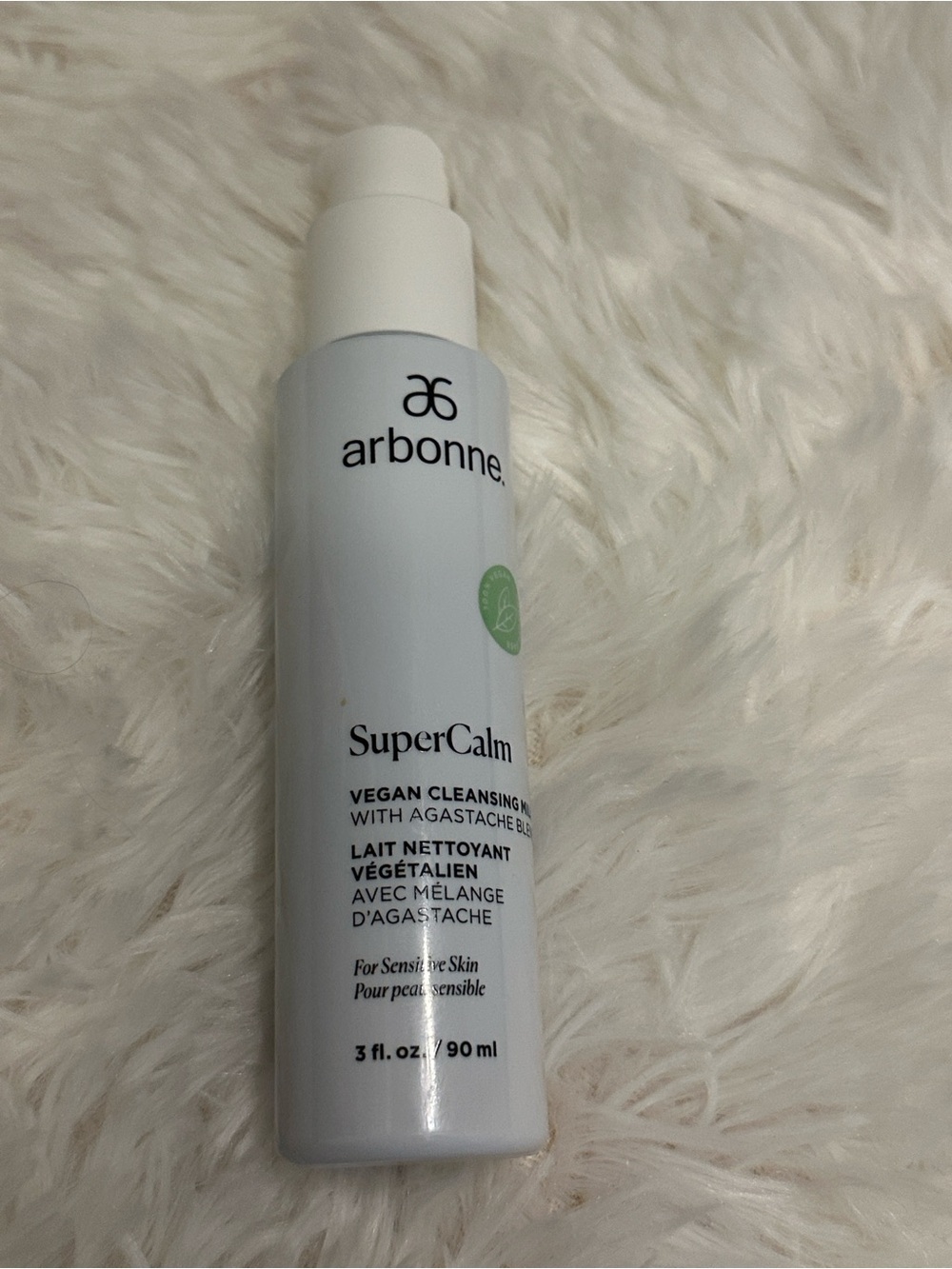 Arbonne SuperCalm Cleansing Milk — White with Green Accent